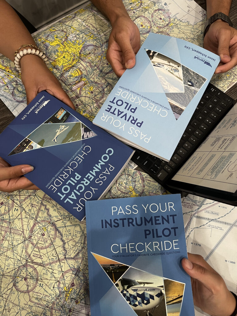 MzeroA Online Ground School Checkride Book Series with sectional map in background