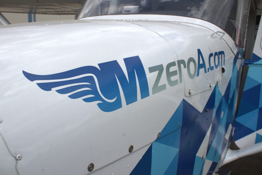 Close up of decal on 23MZ showcasing online ground school website