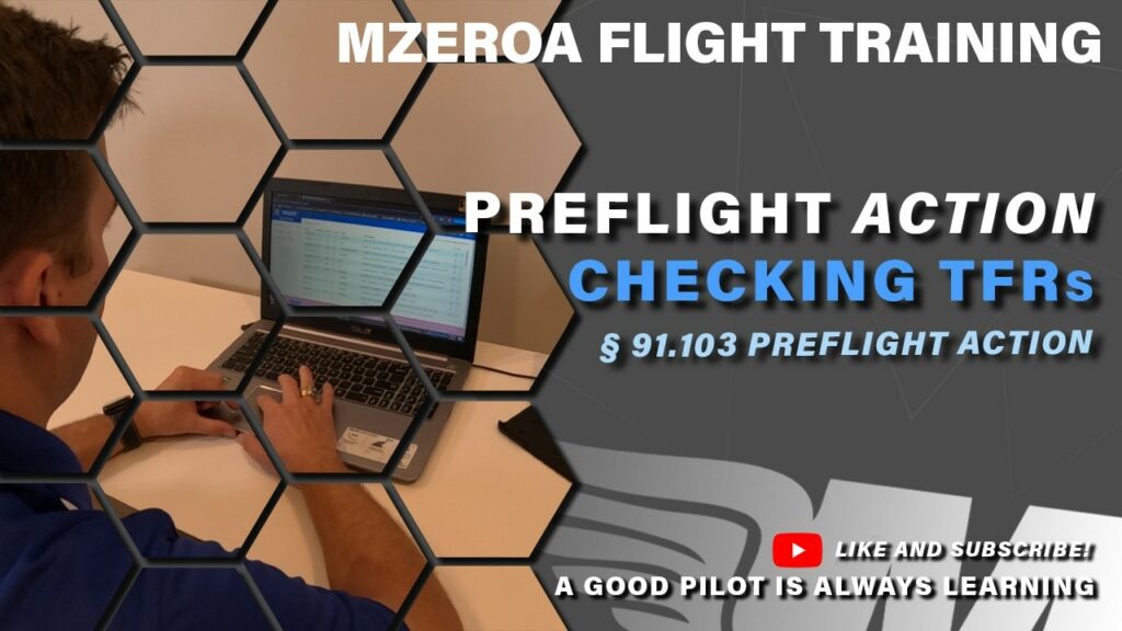 Pilot checking temporary flight restrictions on laptop during preflight action under 91.103